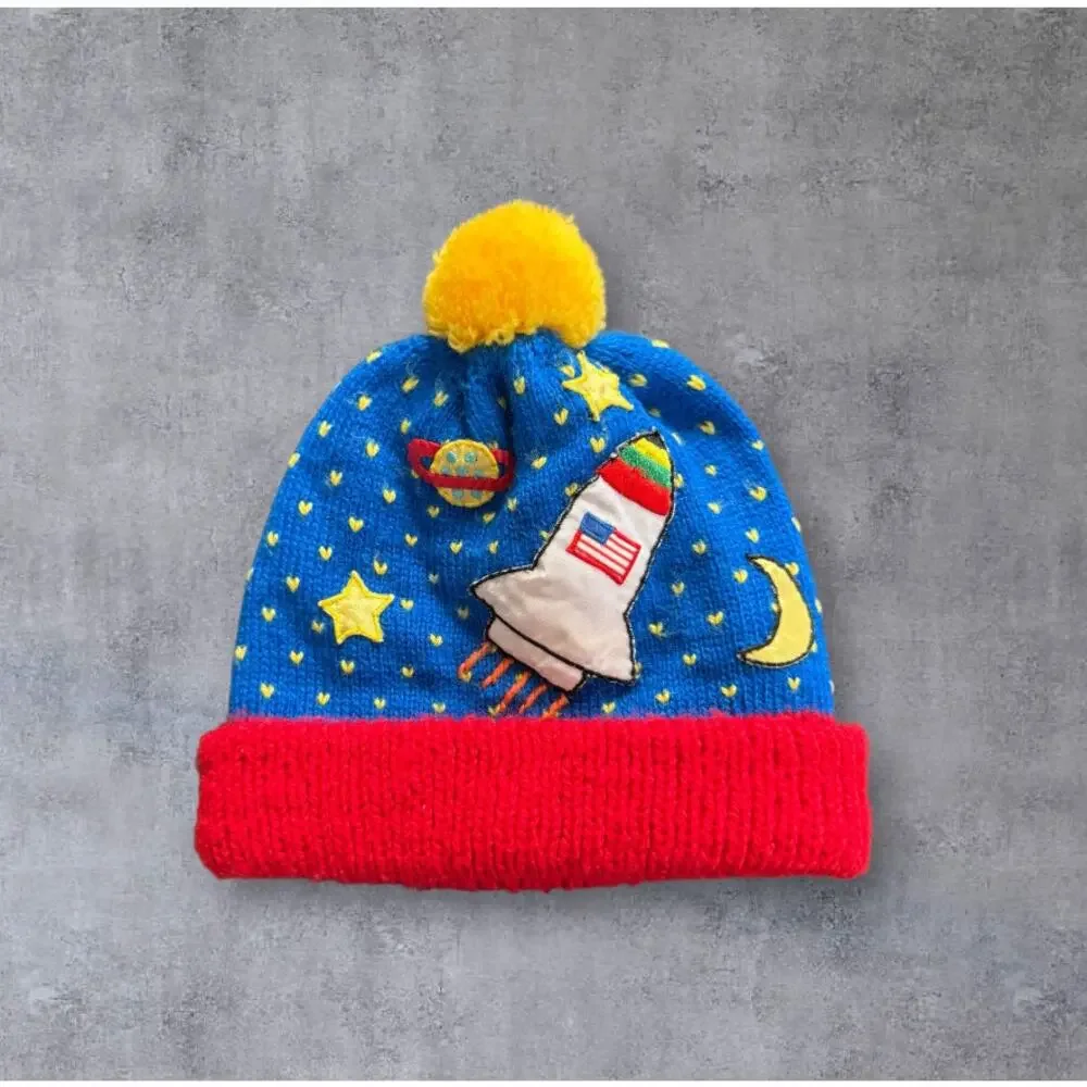 Vintage Harlequin Designs By Cynthia McKinney Space Themed Kids Beanie